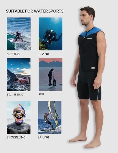 Lemorecn Mens Wetsuit Top Premium Neoprene 3mm Zipper Wetsuit Vest miniatura 6
