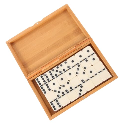 Jeu de dominos en bois 28 pièces BESPORTBLE avec son coffret de rangement en bambou couissant