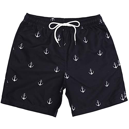 Mens Swim Trunks Anchor Swimming Trunks for Men with Mesh Lining Funny Short Swim Trunks