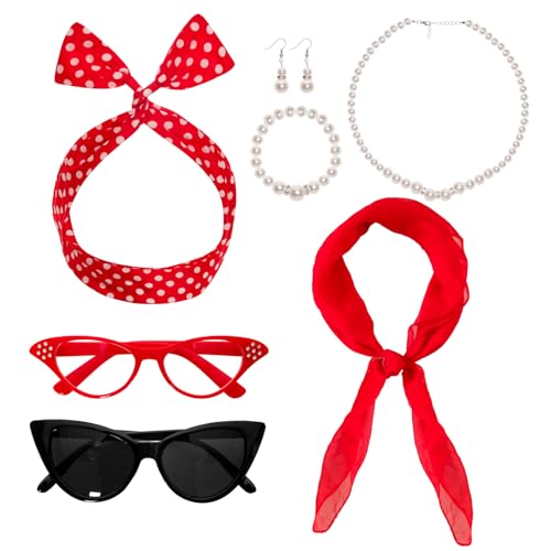 Fumwase 7PCS 1950s Costume Accessories for Women...