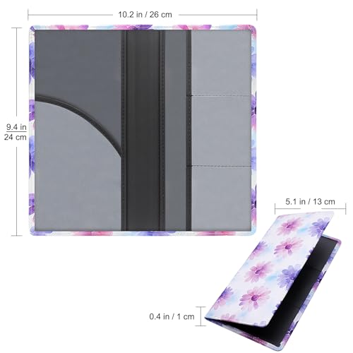 Image of LumiMokki Premium Car Registration & Insurance Card Holder with Magnetic Shut, Vehicle Glove Box Car Organizer - For Documents, Cards, License (Floral B)