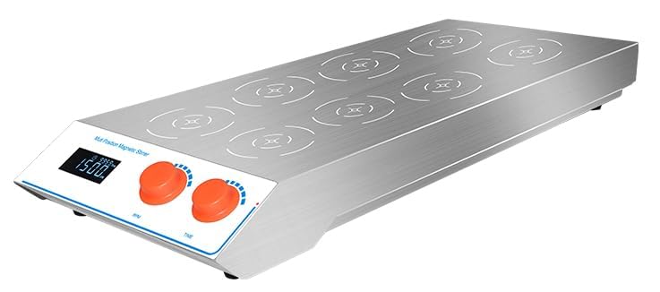 8 Multi Position Magnetic Stirrer Lab Magnetic Stirrer Mixer with Mixing Points 8 Speed Range 30 to 1500rpm Mixing Position Distance 100mm Capacity 500ml Power 100W