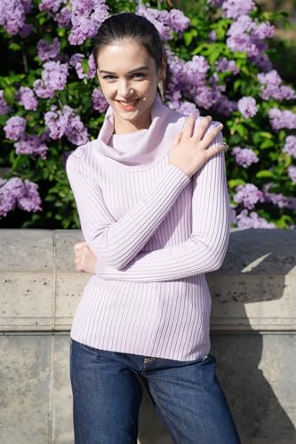 Image of v28 Women's Stretchable Cowl Neck Knit Long Sleeve Slim Fit Bodycon Sexy Sweater