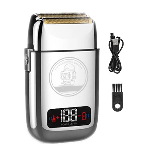 QWAXTRIW Razor eléctrica para Hombres, Carcasa de Metal Recargable rasuradora eléctrica para Hombres Barba Barba maquinilla de Afeitar calvas de Afeitar Calvo