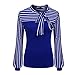 Produktbild Hemd Damen Langarm V-Ausschnitt T-Shirt Neu Patchwork Streifen Casual T Shirts Mode Streifen Krawatte Kordelzug Oberteile Herbst Freizeit Hemden Slim Fit Tops M