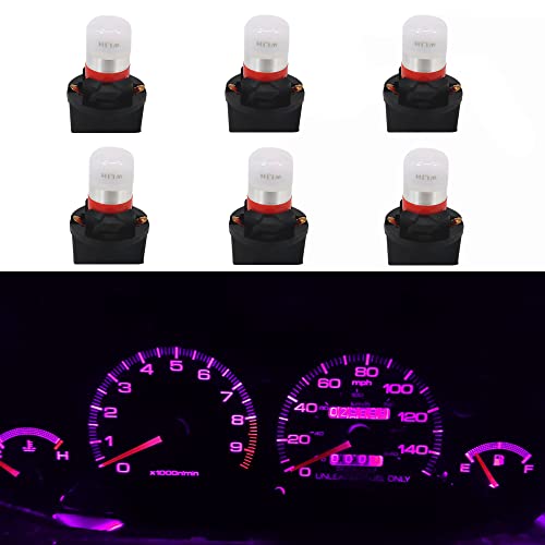 Image of WLJH Pink T10 194 LED Bulb PC194 Twist-Lock for Gauge Cluster | 3030 SMD, Dimmable, Purple, PC195 PC161 PC168, Dash Backlight, Instrument Panel Light, 360 Lighting, 6-Pack