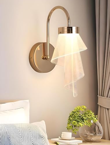 Image of FILLISKA Luxurious Acrylic Crystal Wall Lamp with Adjustable Colour Changing Function, Elegant Finish (Acrylic FrenchGold-B31)(1 Year Warranty)