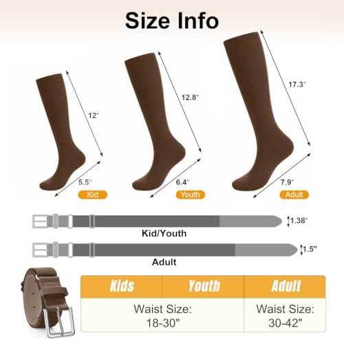 Image of XZQTIVE Baseball Softball Socks and Baseball Softball Belt Combo Set Knee-High Soccer Socks for Kids Youth Adult