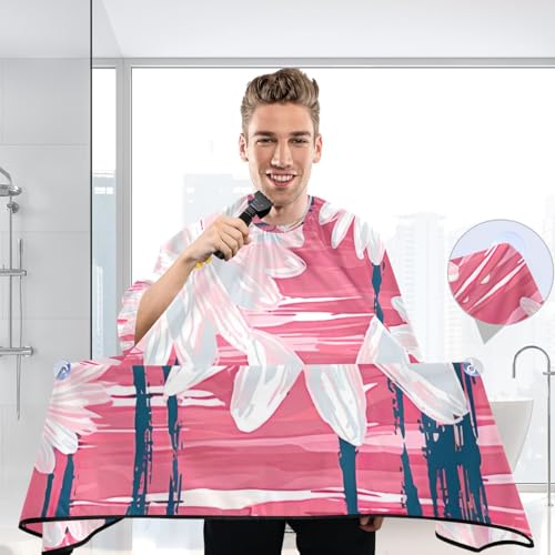 Capa blanca linda con margaritas para corte de cabello, impermeable, profesional para barbería y salón con cierre ajustable de broche para peinados y estilismo miniatura 6