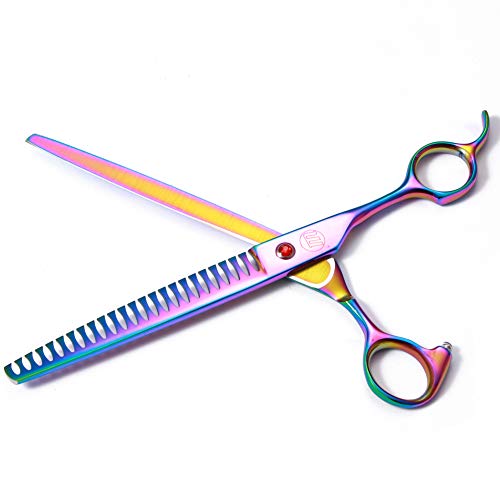 Image of Moontay Professional Dog Grooming Scissors Set, 7 Inch /8 Inch Pet Grooming Scissors Chunkers Shears for Dog, Curved Dog Grooming Scissors, Thinning Shears for Dog with Grooming Comb