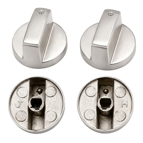 VBSYUYQ 4 Pack Cooker Knobs Replacement 6mm Inner Hole Stainless Steel Heat-Resistant Control Knobs for Gas Electric Cooker Hob Oven Stove Switch Dials