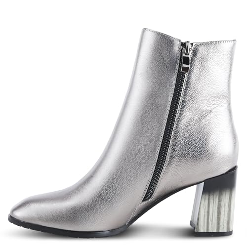 Azura Spring Step Fabulosa V Collar Ankle Boots for Women - Premium Leather Women's Chelsea Boots with Side Zippers3