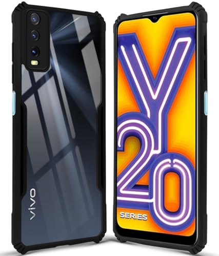 Image of Jkobi Hybrid Back Case Cover for Vivo Y20 | Y20i (Shockproof with Polycarbonate Clear Panel | Professional Black)