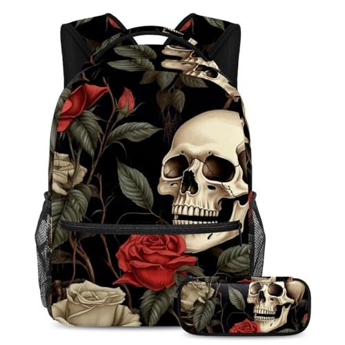 Sac à dos de jour 2 pièces rose et crâne pour vos sorties et cours
