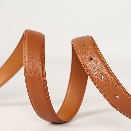 Image of Women's Fashion Classic Metal Buckle Leather Belt with Jeans Dress