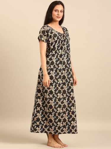 Image of Rupa Jon Aishwarya Women Full Length Printed Nighty in Premium Cotton Blend Fabric, Night Dress, Maxi Nighty for Comfortable Everyday Wear, Free Size