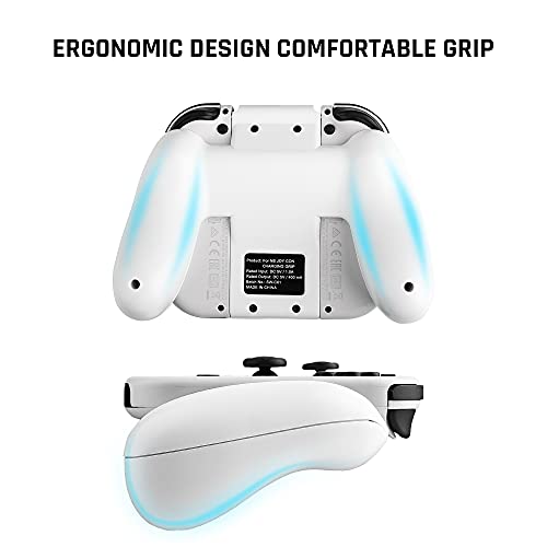 Image of FANPL Charging Grip Controller for Nintendo Switch & Switch OLED Joy Con, Grip Game Accessories with Charge Indicator, Handle Grip with 1 m /3.3 Ft USB Type-C Data Cable, 6 Thumb Grip Caps (White)