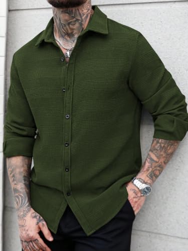 Image of GRECIILOOKS Casual Shirt for Men's | Full Sleeve Textured Shirts for Men | Regular Fit Wrinkle Free Premium Shirts for Man | Biker Streetwear Office Travel Dinner Style