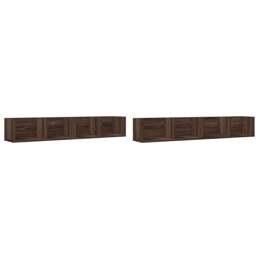 Armoire murale chêne marron lot de 2 fermée pour salle de bain et salon