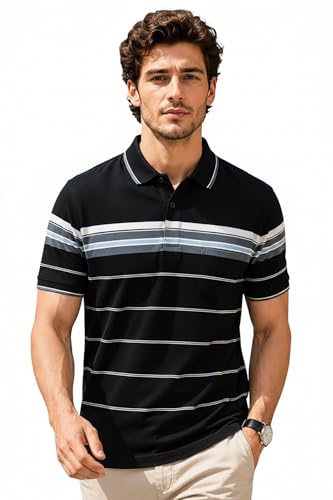 Image of GODFREY Half Cotton Polo T Shirt for Man with Pocket - Regular Fit Mens Collar Tshirt