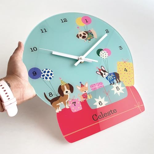 Image of Zooboo Personalized Analog Wall Clock, Custom Name Acrylic Silent Quartz Movement Wall Clock with Sleek Modern Design, Ideal for Birthdays or Return Gifts (Design - Paw Party), 30x30 cm, Multicolor