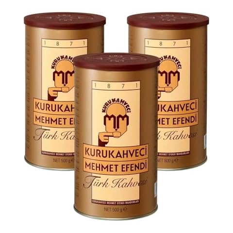 KURUKAHVECI MEHMET EFENDI Turkish Coffee, Arabica Beans, Roasted Ground,Rich Aroma, Fresh, Medium to Heavy-bodied, Original Taste Since 1871 (17.6 OZ / 500 Gr) Pack of 3 Cover