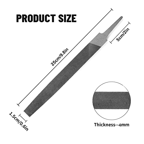 Xaqishire 8" Flat Medium Cut File, Double Cut Teeth, Made Of High Carbon Steel, Single Hand File Without Handle, Suitable For Shaping Metal, Wood, Etc. #TOP1