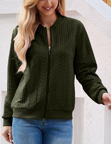 Image of WROLEM Zip Up Sweatshirts for Women Casual Outfits Cardigan Outerwear Trendy Winter Jackets Coat
