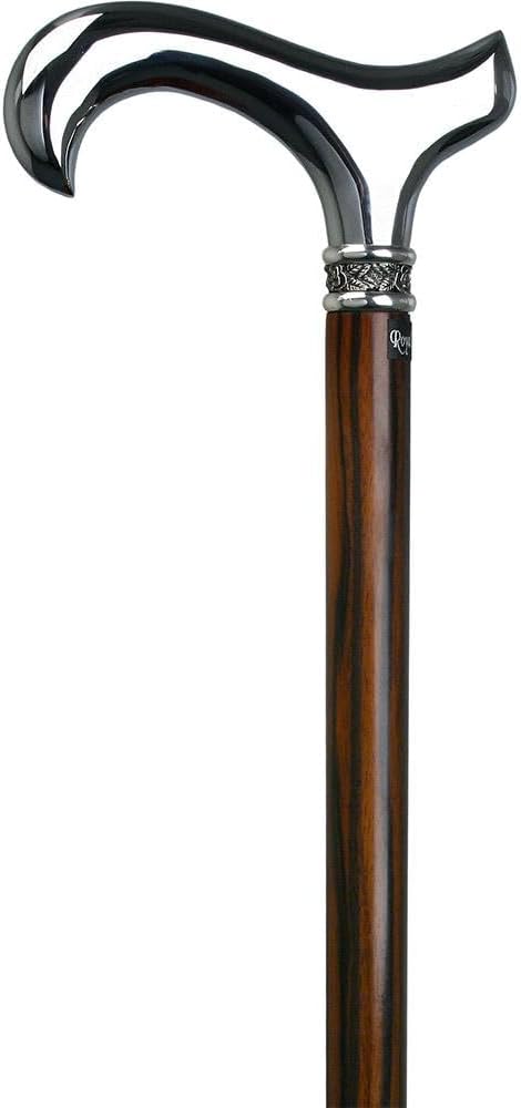 Royal RC Canes Luxurious Chrome Handle Walking Cane with Ebony Shaft and Rose Pewter Collar โ Elegant Walking Cane for Men and Women