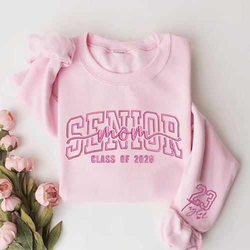Chillever Custom Sports Senior Mom 2026 Embroidered Sweatshirt, Personalized Senior Mama Class 2026, Gifts for Sports Mom3