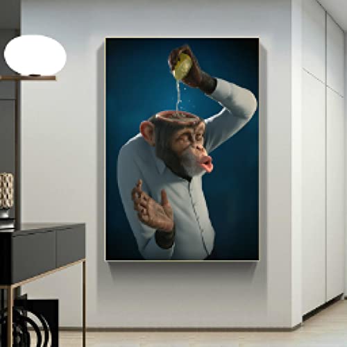Peinture singe sur toile premium grand format design animalier de salon