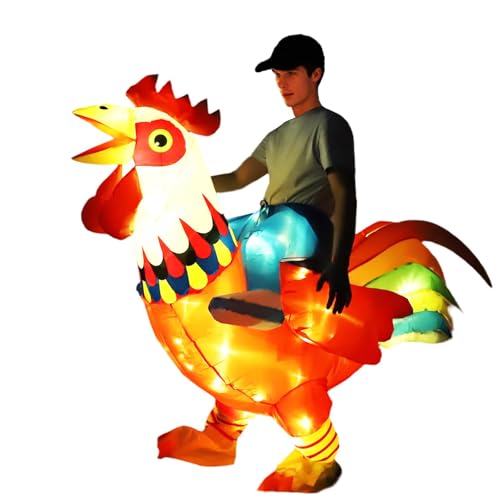 KINQUINN Inflatable Chicken Costume Adult with Lights, Funny Halloween Costume