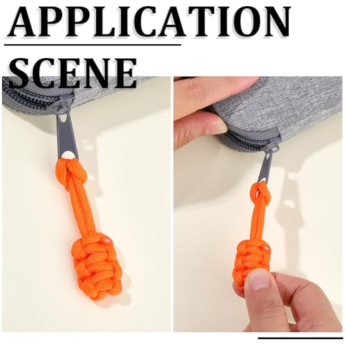 Image of GORGECRAFT 10Pcs Zipper Pulls Replacement Woven Cord Zipper Pulls Polyester Rope Zip Puller Extender Orange Slider Slider Handle Tab for Purses Handbag Suitcases Backpack Luggage Clothing Accessories