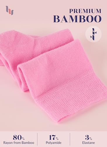 Image of Hugh Ugoli Women's Rayon Derived from Bamboo Knee High Socks Comfort Seam Long Dress Socks, Shoe Size 5-8 /8-11, 4 Pairs