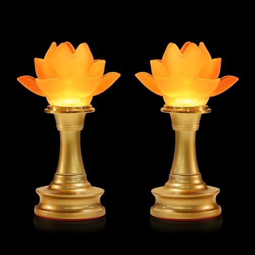 Image of Lotus Flower Lamp 7 Color LED Buddhist Meditation Supplies (6.5in) | Soft Lighting;Alloy Glass;Multi-scene Decor;Fine Craft;Spiritual Symbol