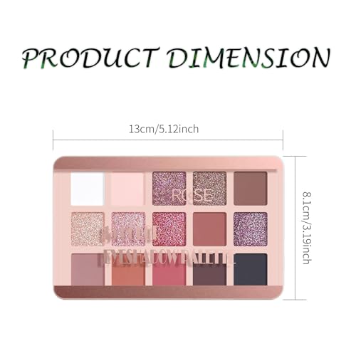 Eyeshadow Pink Eye shadow Palette, Make-Up Palettes Shimmer Glitter Matte Shadows Pallets for Women, 15 Color Pink Brown Natural Long Lasting Highly Pigmented Eyeshadow Palette - Image 8