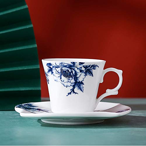 Porlien Blue Floral 2-Ounce Porcelain Espresso Cups/Demitasse Cups& Saucers Set Of 4, For Teatime, Tea Party, Gift For Family & Friends #TOP3