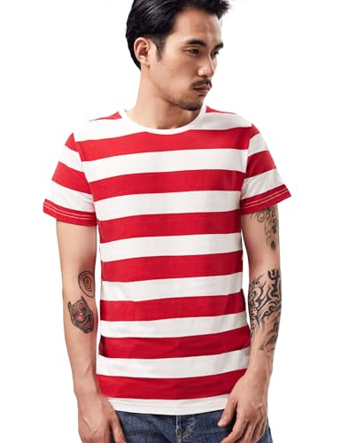 Wide Striped T Shirt for Men Sailor Tee Red White Black Navy Stripes Top Basic