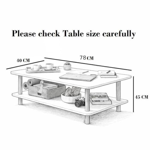 Image of Coffee Table - Rectangle Center Table for Living Room Engineered Wood Tea Table with Storage Stylish Teapoy Table for Hall, Lounge, and Office Spaces Durable (ENW-MARBAL-White)