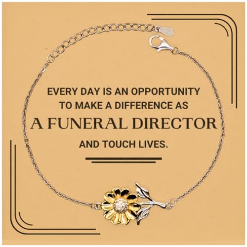 Funeral Director Sunflower Bracelet, Every day is an opportunity to make a difference, Gifts For Funeral Director, Birthday Christmas Appreciation Gifts with Message Card For Boss, Friends, Coworkers