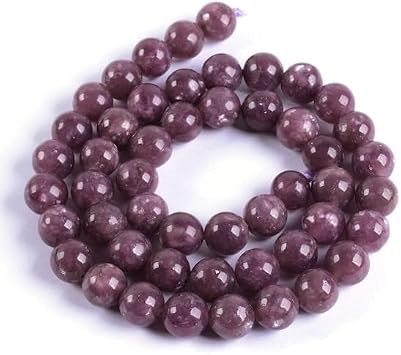 Beads Gemstone 8mm187 Lepilite Lithium Mica Round Ball Loose Gemstone Beads 16 Inch Long Code-HIGH-34039