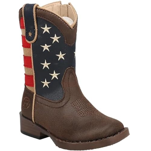 ROPER Kids Boys American Patriotic Square Toe Casual Boots Mid-Calf - Brown2