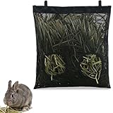 Kaninchen Futternetz, Hasen Heunetz zum Aufhängen, Heu-Futterbeutel, waschbar hängende Meerschweinchen Futterstation mit 2 Fenster, für Hähnchen Hasen Kanichen Geflüge Meerschweinchen(Tüll)