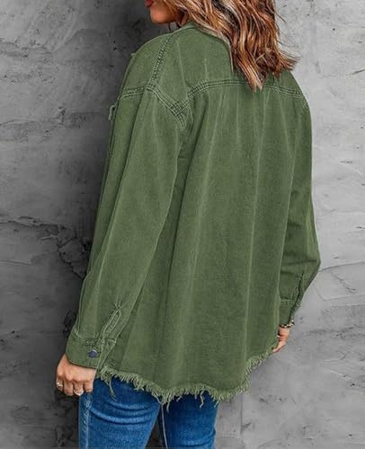 Women's Denim Jacket Casual Boyfriend Denim Shirts Distresse 2025 Long Sleeve Pockets Oversized Jean Jackets2