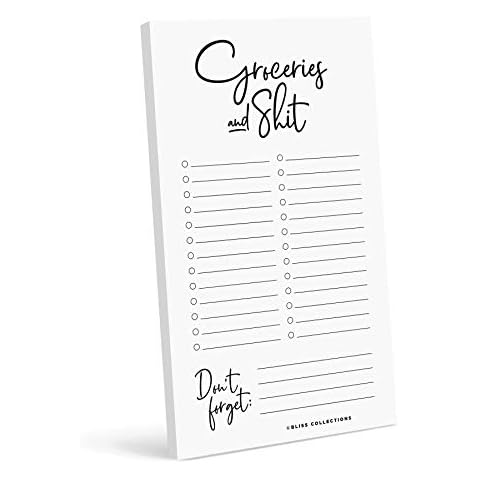 Bliss Collections Grocery List Pad for Fridge, Groceries and Shit Funny Tear Off Notepad for Refrigerator, 4.5 x 7.5 inches, 50 Sheets Cover