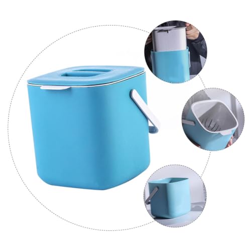 Papelera portátil rectangular con tapa azul miniatura 5