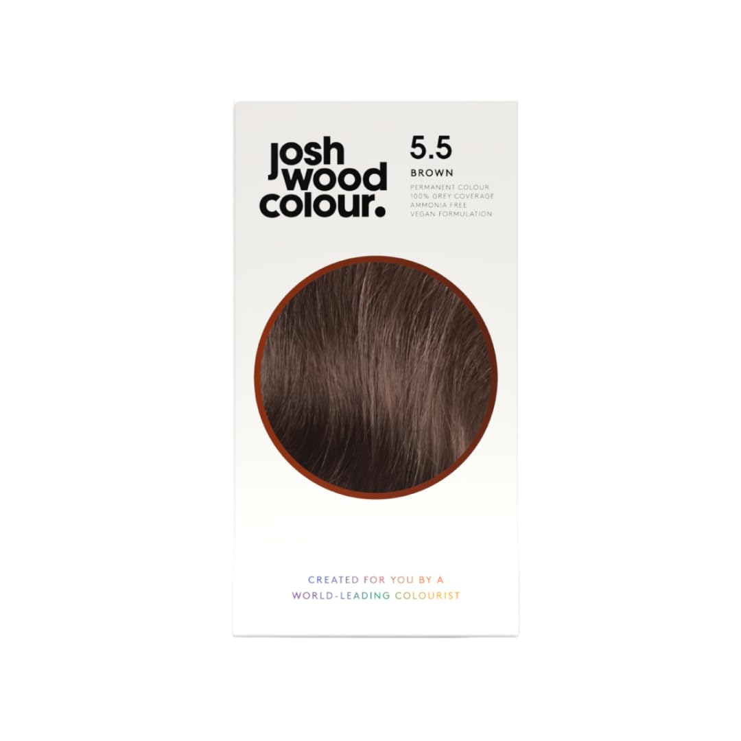 Ammonia-Free Hair Dye - Permanent Hair Colour with 100% Grey Coverage - Vegan Friendly, Natural-Looking Results, Shiny & Hydrated Hair | 5.5 (Brown)