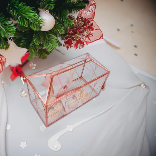 Gimotar Rose Gold Glass Card Box, Gift Box With Slot And Lock For Wedding Reception, Party Ceremony, Birthdays Party Card Holder, Home Geometric Decorative Box thumb #6