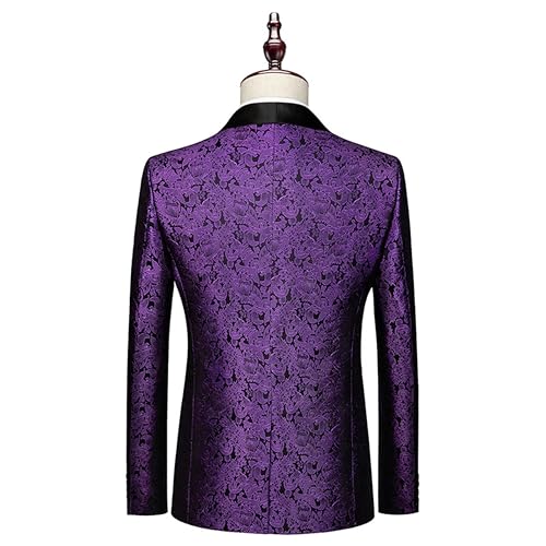 Men's Tuxedo Suit Set Regular Slim Fit Shawl Lapel Suit Sets Jacket Pants Formal Floral Tuxedo for Men4
