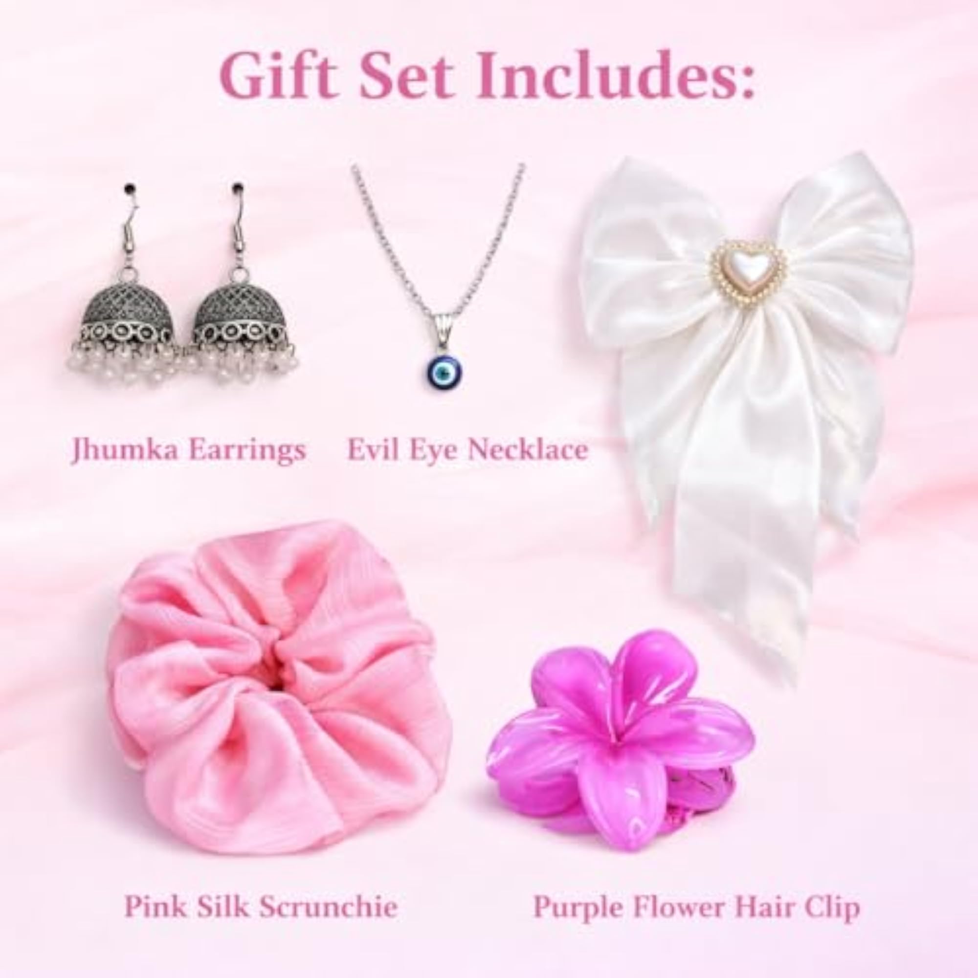 4pc Accessories Hamper with Earrings, Scrunchie & Soft Toy Gift Set